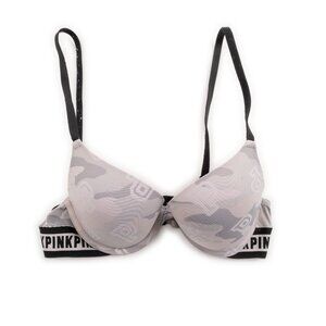 PINK Victoria's Secret grey/pink camo Wear Everywhere Push-Up bra size 32b